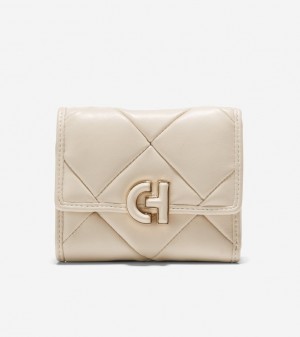 Cole Haan Bryant Trifold Women Wallets Angora-Egret | 873624-HRL