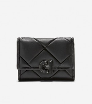 Cole Haan Bryant Trifold Women Wallets Black | 136540-GIJ