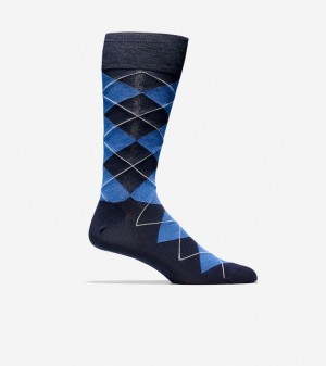 Cole Haan Classic Argyle Crew Men Socks Navy | 928354-UST