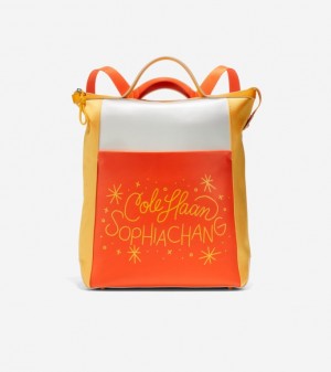 Cole Haan Cole Haan X Sophia Chang Grand Ambition Convertible Luxe Backp Women Bags Gold Orange | 589104-CZM