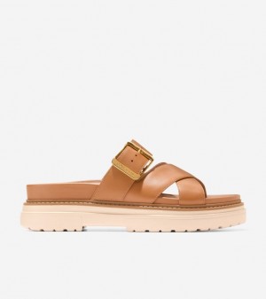 Cole Haan Fraya Slide Women Sandals Caramel | 480195-ZDQ