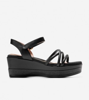 Cole Haan Grand Ambition Addison Flatform Women Wedges Black | 720543-ENX