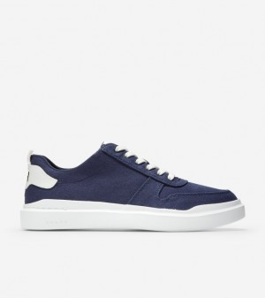 Cole Haan Grandprø Rally Canvas Court Women Sneakers Blue | 836529-LYI