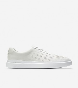 Cole Haan Grandprø Rally Laser Cut Men Sneakers White | 614253-QXK