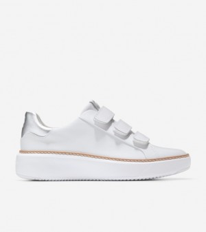 Cole Haan Grandprø Topspin Triple Strap Women Sneakers White / Silver | 915708-OYX