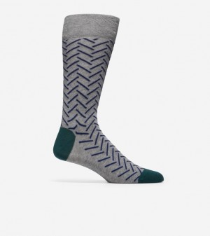 Cole Haan Herringbone Dress Crew Men Socks Grey | 932015-RMZ