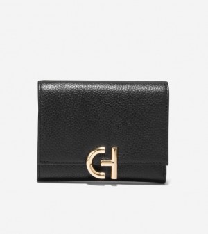 Cole Haan Inwood Trifold Women Wallets Black | 763854-LVZ