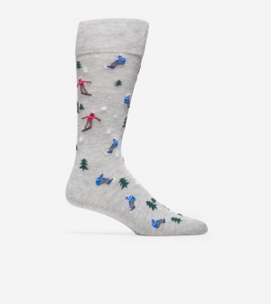 Cole Haan Skier Dress Crew Men Socks Light Grey | 078436-OIV