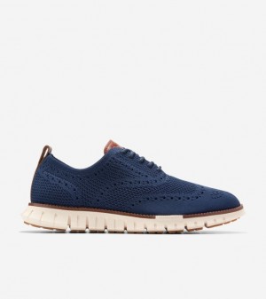 Cole Haan Zerøgrand Remastered Stitchlite ™ Wingtip Men Oxford Shoes Blue / White | 894025-UIW