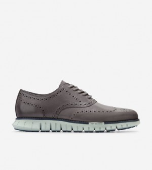 Cole Haan Zerøgrand Remastered Wingtip Men Oxford Shoes Grey / Blue | 360821-UOM