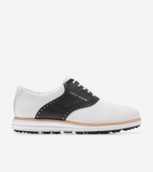 Cole Haan Øriginalgrand Saddle Men Golf Shoes White Black | 702634-JAF