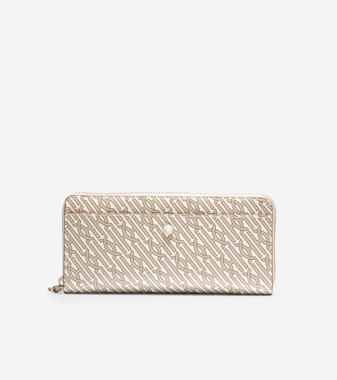 Cole Haan Canvas Zip Continental Women Wallets White | 295613-FVE