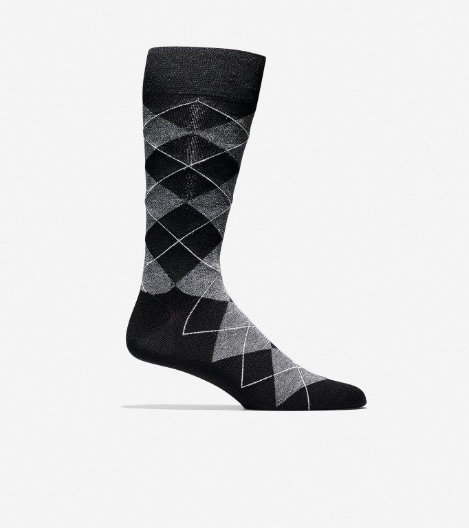 Cole Haan Classic Argyle Crew Men Socks Black | 897532-FPC