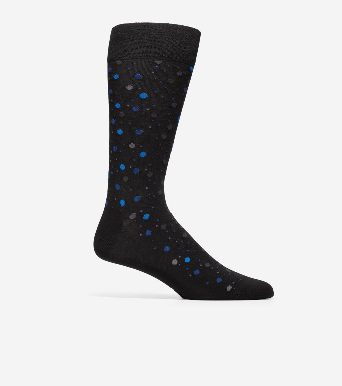 Cole Haan Dot Dress Crew Men Socks Black | 653970-WIL