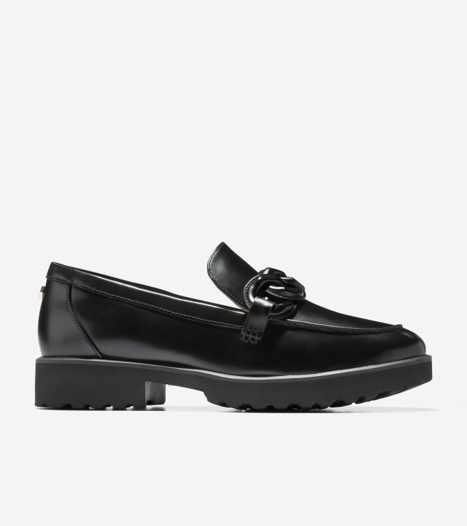 Cole Haan Geneva Chain Women Loafers Black | 516097-PFQ