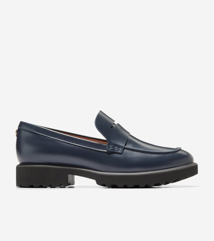 Cole Haan Geneva Women Loafers Navy Blue | 983467-LYB