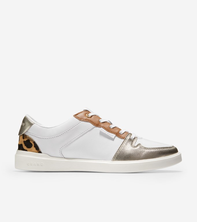 Cole Haan Grand Crosscourt Modern Tennis Women Sneakers White / Gold Metal | 894175-QXE