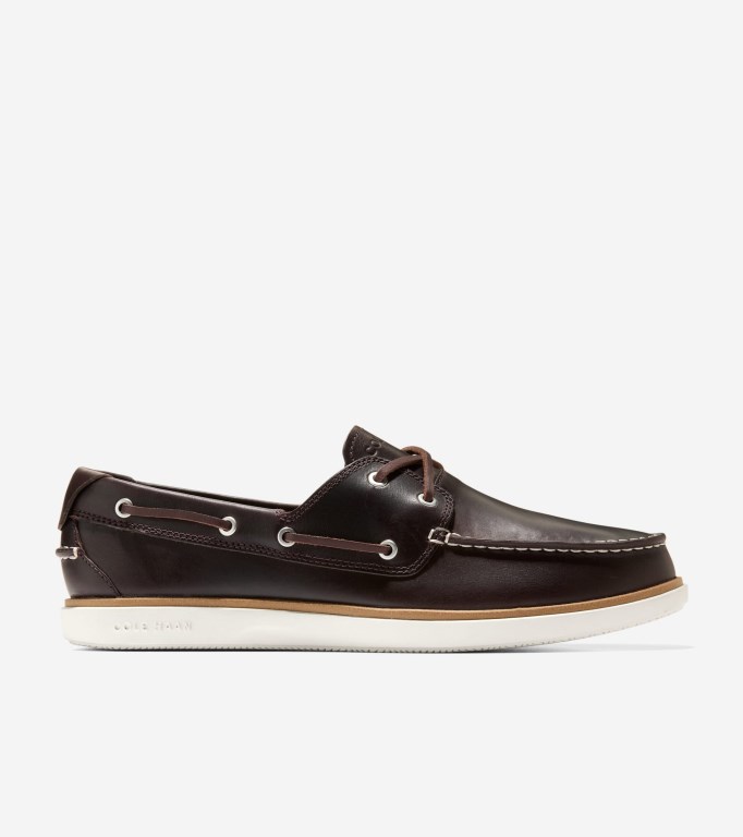 Cole Haan Grandprø Windward Men Boat Shoes Dark Chocolate / White | 875162-CUO