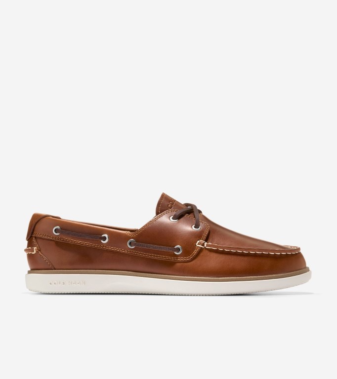 Cole Haan Grandprø Windward Men Boat Shoes Brown / White | 908542-RBW