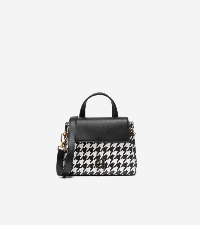 Cole Haan Mini Collective Satchel Women Bags Black / White | 084261-SKQ