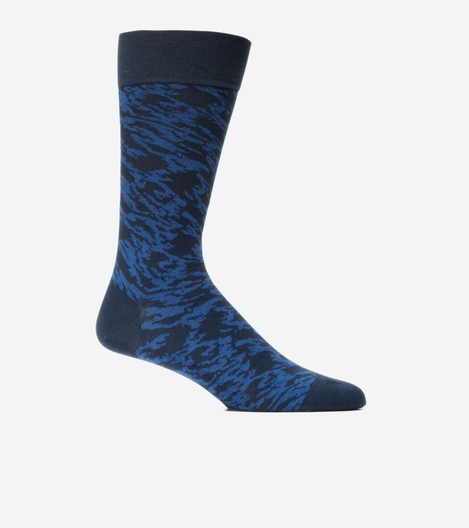 Cole Haan Modern Camo Dress Crew Men Socks Navy Blue Camo | 987502-FXC