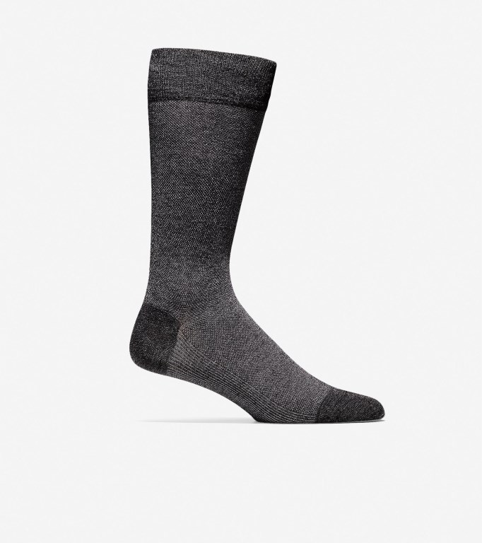 Cole Haan Pique Textured Crew Men Socks Deep Grey | 472805-AMG