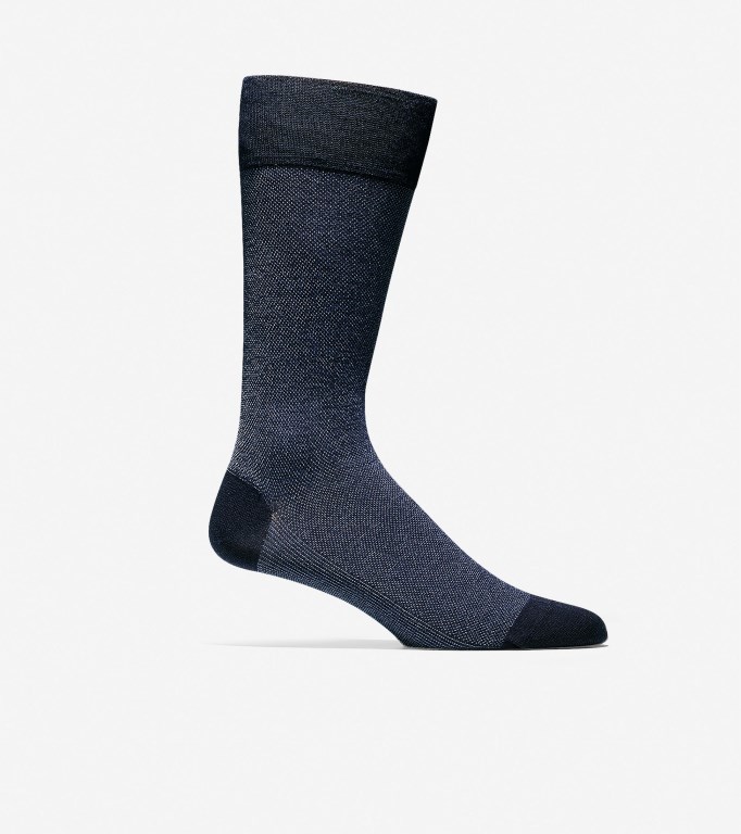 Cole Haan Pique Textured Crew Men Socks Navy | 867342-QLD