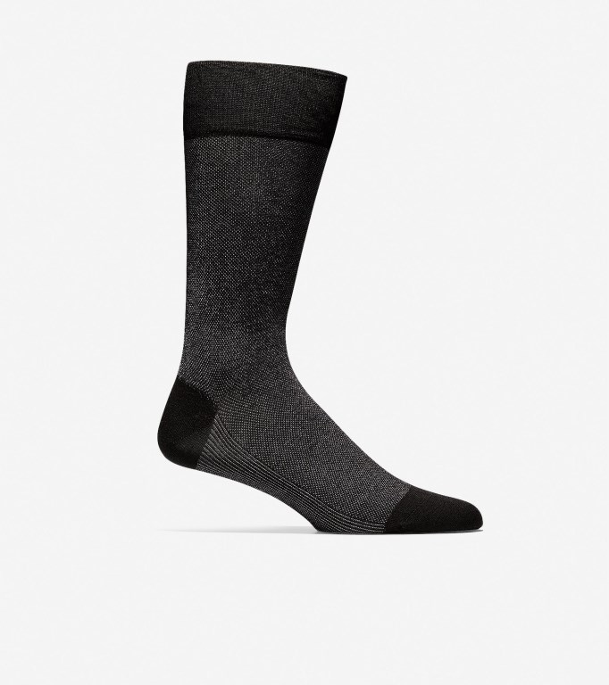 Cole Haan Pique Textured Crew Men Socks Black | 845120-EHR