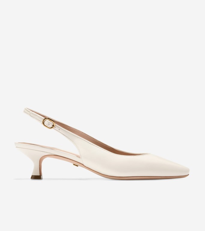 Cole Haan Tayla Kitten Sling Pumps 45mm Women Heels White | 235419-ENV