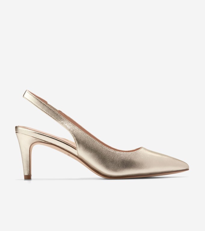 Cole Haan Vandam Sling Back Pumps Women Heels Gold | 139725-YUR