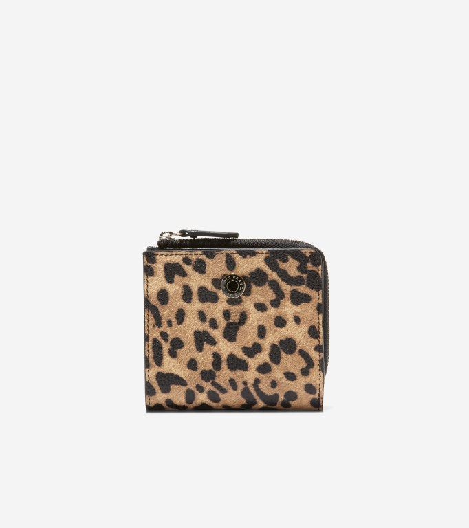 Cole Haan Vartan Women Card Case Leopard Black | 596130-TEJ