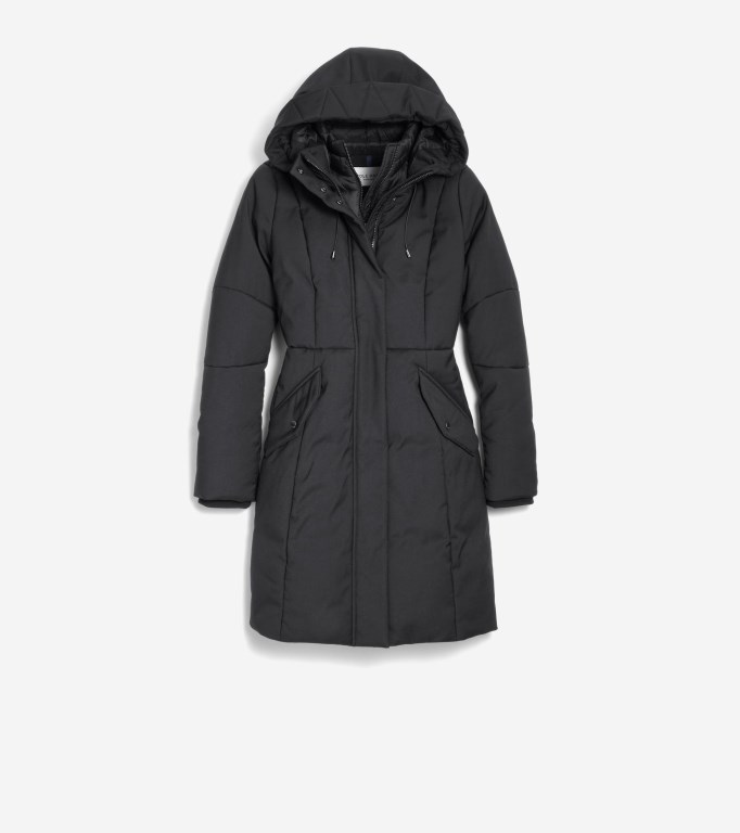 Cole Haan Water Resistant Stretch Twill Women Parka Black | 319852-MZK