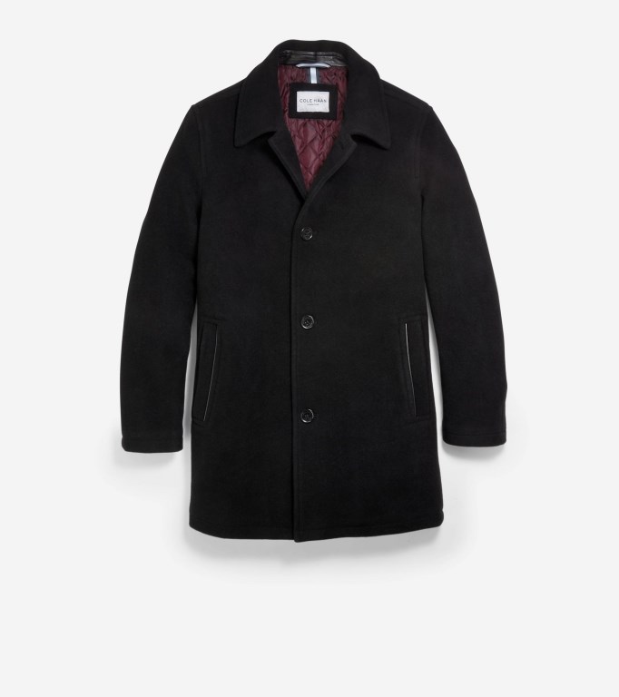 Cole Haan Wool Car Men Coat Black | 256748-HOE