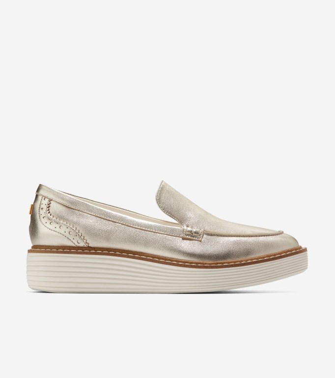 Cole Haan Øriginalgrand Platform Venetian Women Loafers Gold / White | 071465-XPI