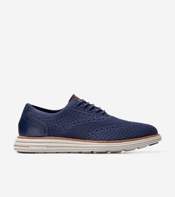 Cole Haan Øriginalgrand Remastered Stitchlite ™ Men Oxford Shoes Blue / Dark Chocolate Brown / Silver | 271680-OFY